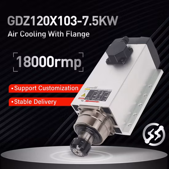 CNC Spindle 7.5kw Motor Spindle Square Air-Cooled CNC Router Spindle Motor for CNC Machine Motors
